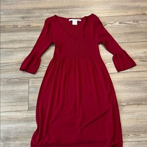 Max Studio Burgundy Scoop Neck Knit Dress with Bell Sleeves